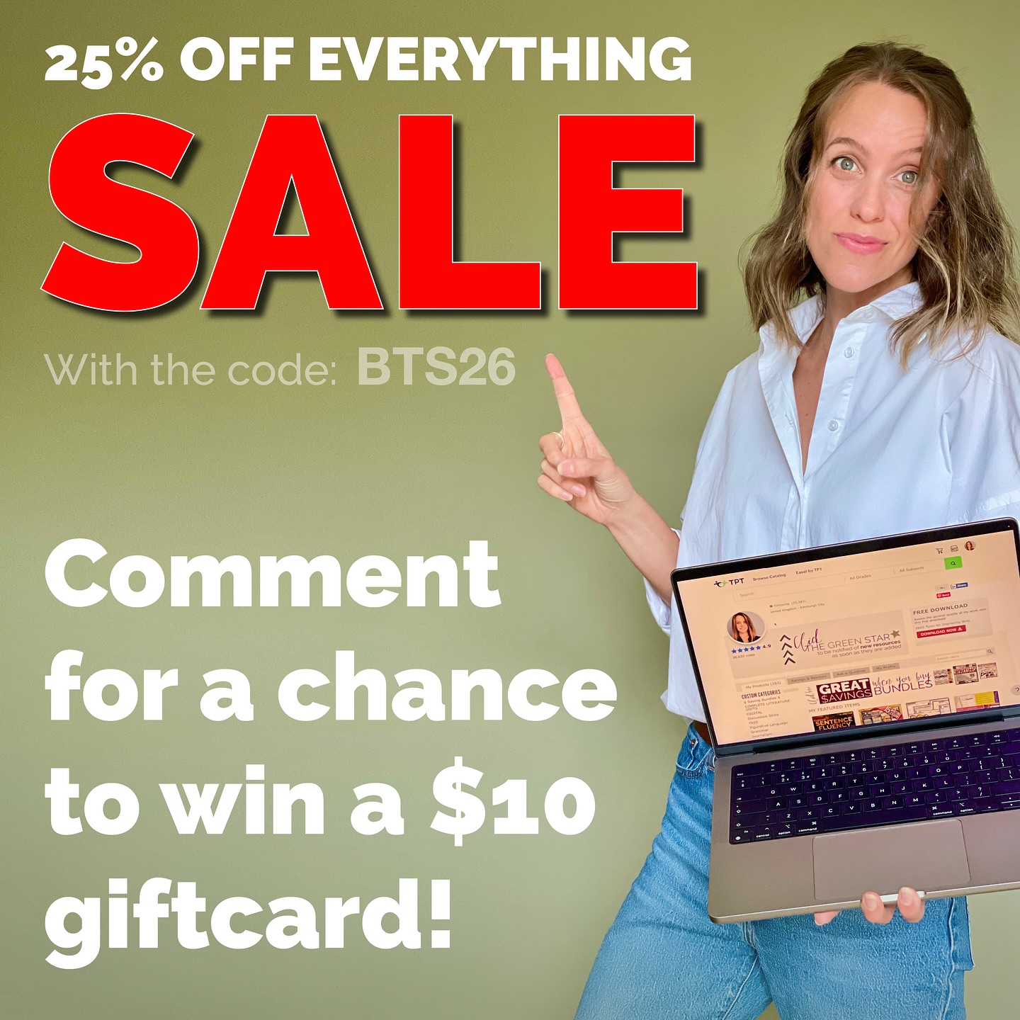 My Back to School Sale kicks off today! 🎉 Here’s the deal: hop over to my TPT store (link in profile), have a browse, and come back here and tell me one thing you’re excited to use or teach this year! Then on Wednesday morning I’ll pick 5 winners and send a $10 gift card straight to your DMs to spend during the sale 💸Comment below for a chance at $10!👇 (And maybe tag a teacher-friend so they don’t miss out!) #teacherspayteachers #teachersofinstagram #secondaryela